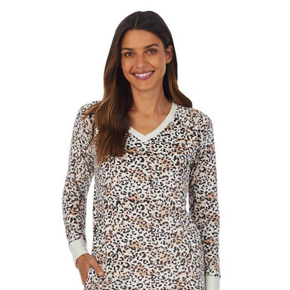 Cuddl Duds Velour Pajama Lounge Set Pockets Top Pants Soft Cozy Animal Leopard L - Picture 2 of 5